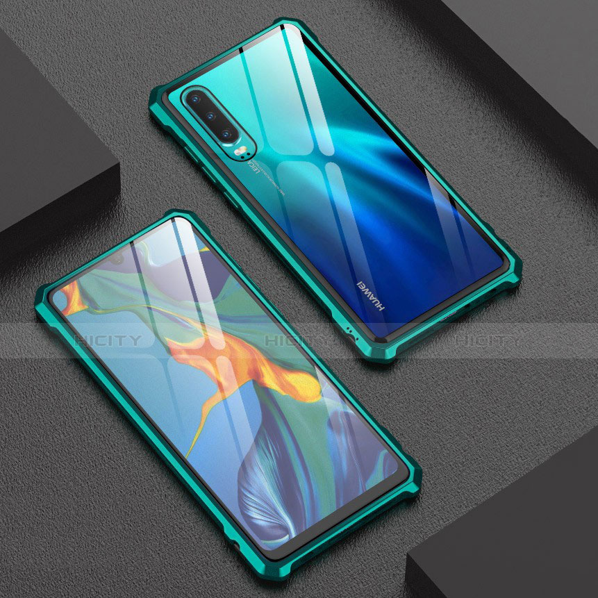 Coque Rebord Bumper Luxe Aluminum Metal Miroir Housse Etui pour Huawei P30 Cyan Plus