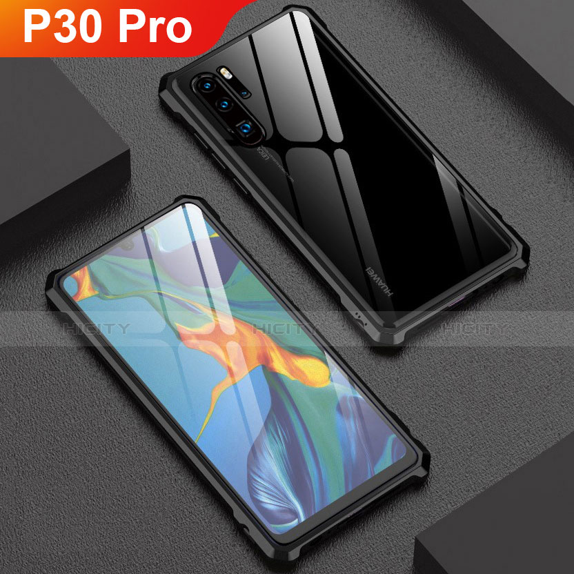 Coque Rebord Bumper Luxe Aluminum Metal Miroir Housse Etui pour Huawei P30 Pro Noir Plus