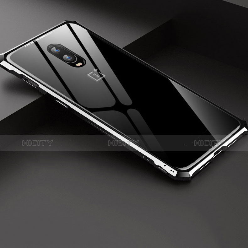 Coque Rebord Bumper Luxe Aluminum Metal Miroir Housse Etui pour OnePlus 6T Argent Plus