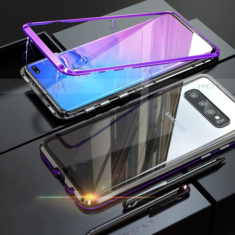 Coque Rebord Bumper Luxe Aluminum Metal Miroir Housse Etui pour Samsung Galaxy S10 5G Violet Plus