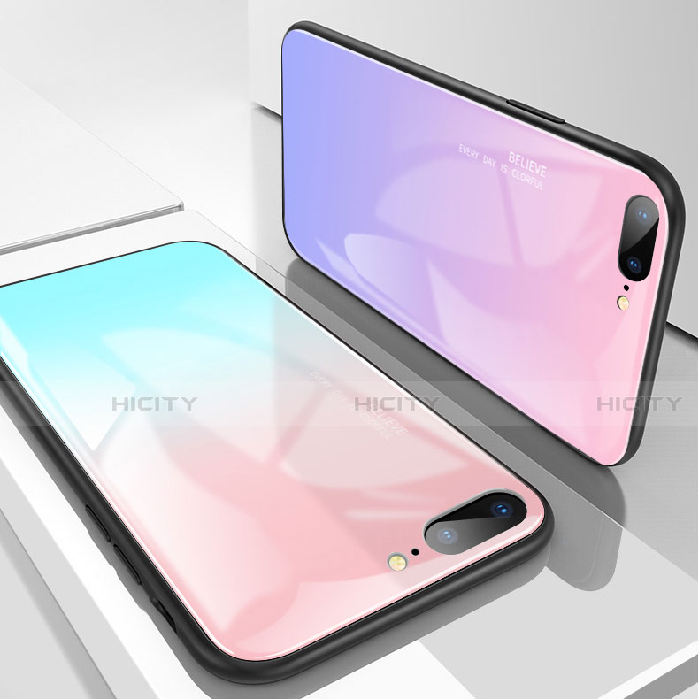 Coque Rebord Contour Silicone et Vitre Miroir Housse Etui A01 pour Apple iPhone 8 Plus Plus