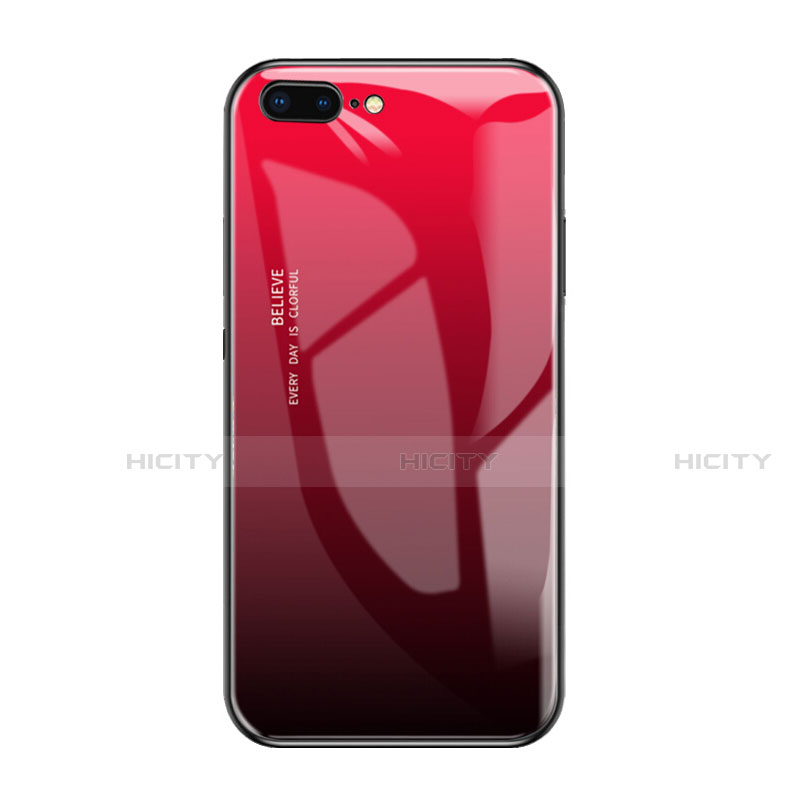 Coque Rebord Contour Silicone et Vitre Miroir Housse Etui A01 pour Apple iPhone 8 Plus Rouge Plus