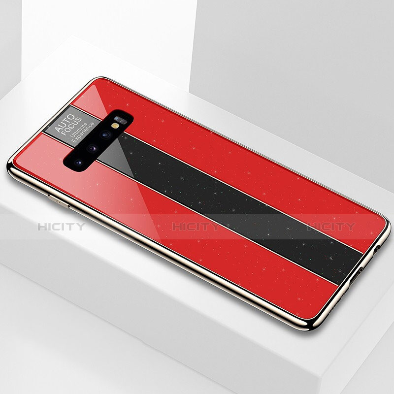 Coque Rebord Contour Silicone et Vitre Miroir Housse Etui A01 pour Samsung Galaxy S10 Plus Rouge Plus