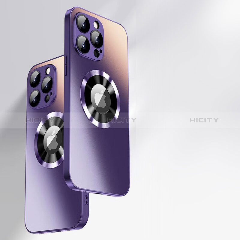 Coque Rebord Contour Silicone et Vitre Miroir Housse Etui avec Mag-Safe Magnetic Magnetique pour Apple iPhone 13 Pro Max Violet Plus