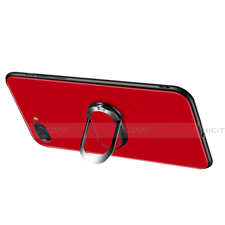 Coque Rebord Contour Silicone et Vitre Miroir Housse Etui avec Support Bague Anneau Magnetique A01 pour Oppo A12e Plus