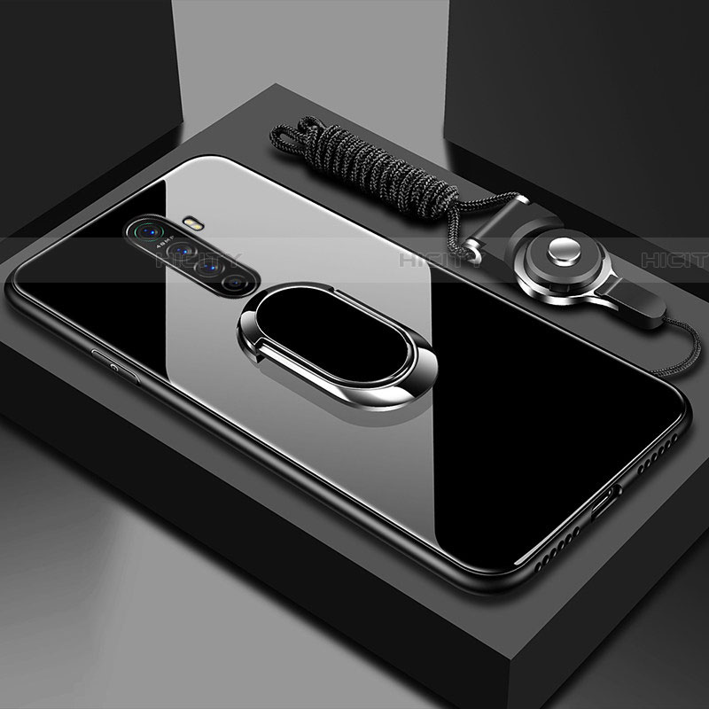 Coque Rebord Contour Silicone et Vitre Miroir Housse Etui avec Support Bague Anneau Magnetique pour Realme X2 Pro Plus