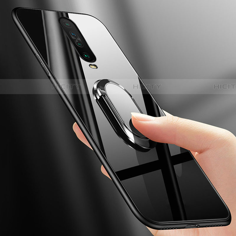 Coque Rebord Contour Silicone et Vitre Miroir Housse Etui avec Support Bague Anneau Magnetique pour Xiaomi Redmi K30i 5G Plus