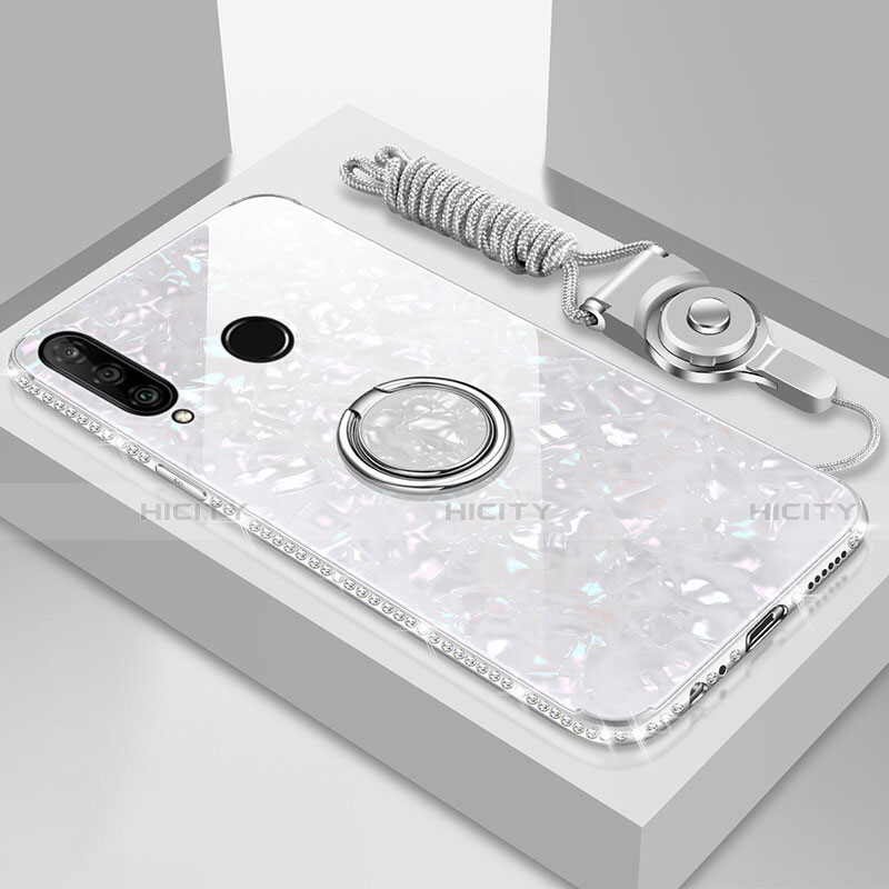 Coque Rebord Contour Silicone et Vitre Miroir Housse Etui avec Support Bague Anneau Magnetique T01 pour Huawei Honor 20i Plus