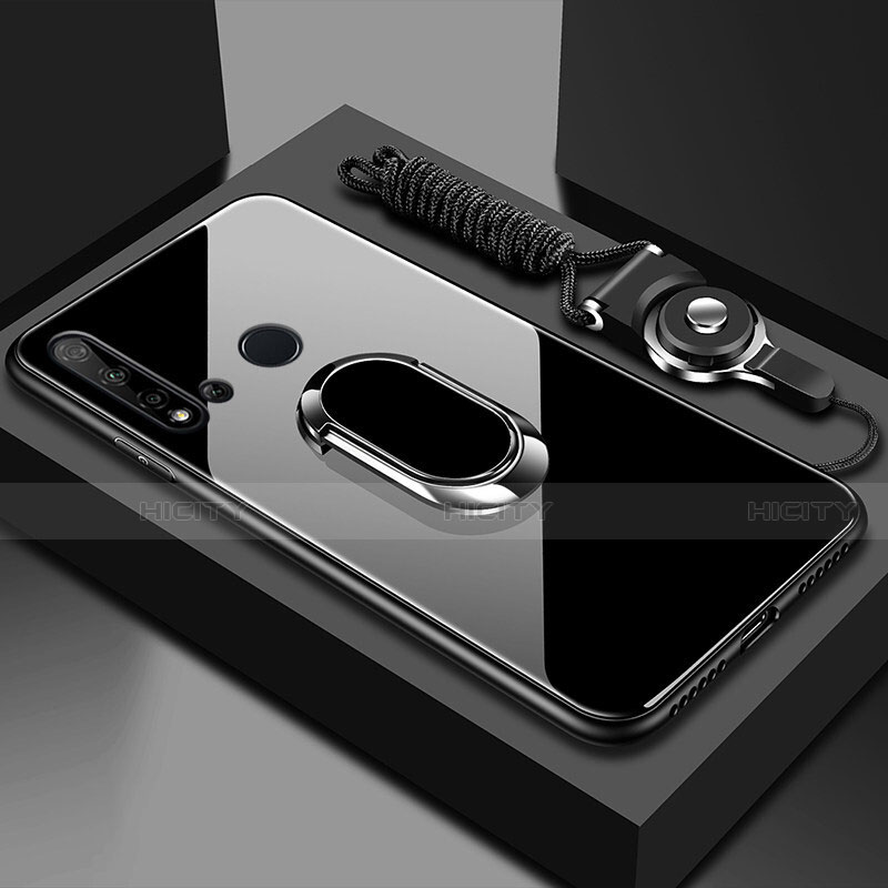 Coque Rebord Contour Silicone et Vitre Miroir Housse Etui avec Support Bague Anneau Magnetique T01 pour Huawei P20 Lite (2019) Plus