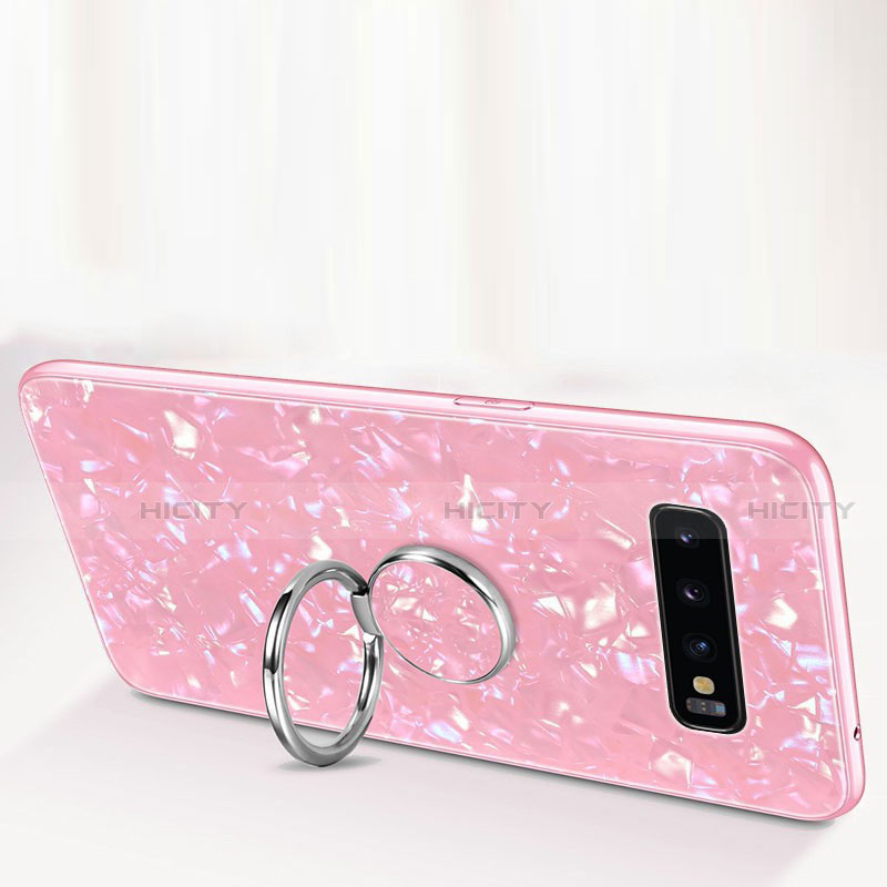 Coque Rebord Contour Silicone et Vitre Miroir Housse Etui avec Support Bague Anneau Magnetique T01 pour Samsung Galaxy S10 Plus