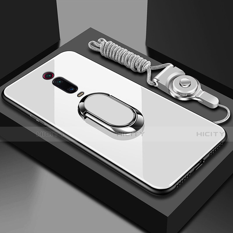 Coque Rebord Contour Silicone et Vitre Miroir Housse Etui avec Support Bague Anneau Magnetique T01 pour Xiaomi Redmi K20 Pro Plus