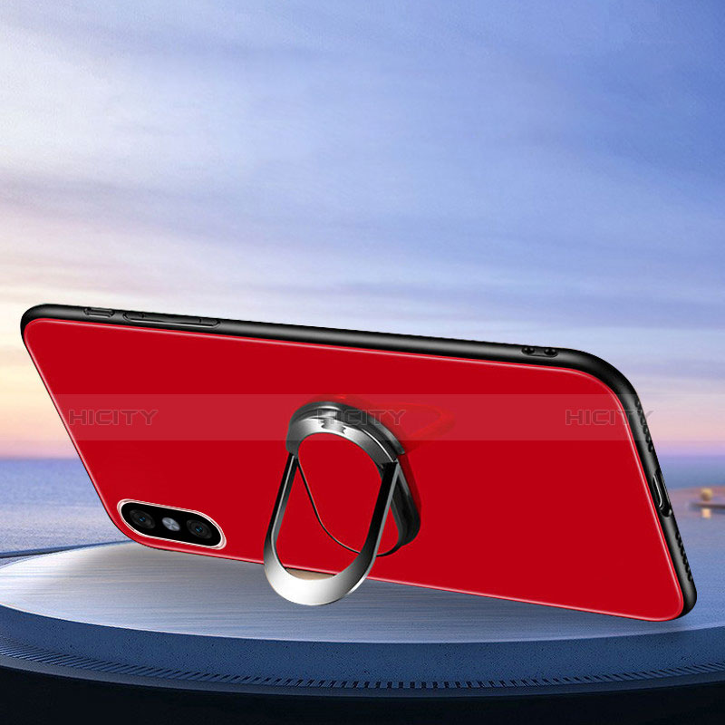 Coque Rebord Contour Silicone et Vitre Miroir Housse Etui avec Support Bague Anneau pour Xiaomi Mi 8 Pro Global Version Plus