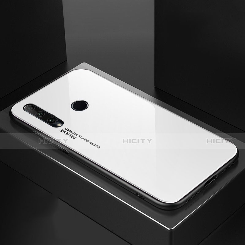 Coque Rebord Contour Silicone et Vitre Miroir Housse Etui Degrade Arc en Ciel H01 pour Huawei Honor 20i Blanc Plus