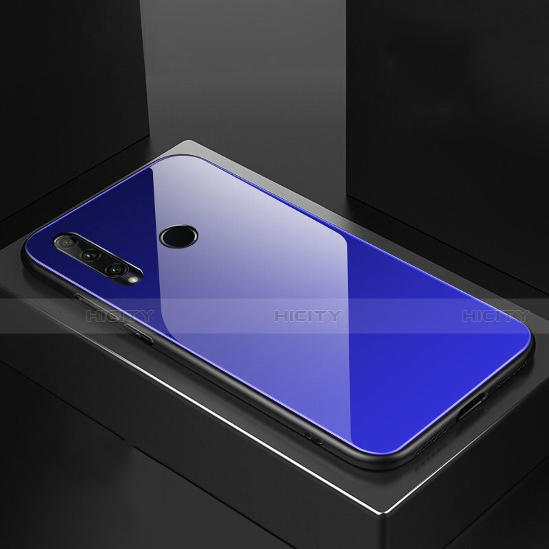 Coque Rebord Contour Silicone et Vitre Miroir Housse Etui Degrade Arc en Ciel H01 pour Huawei Honor 20i Bleu Plus