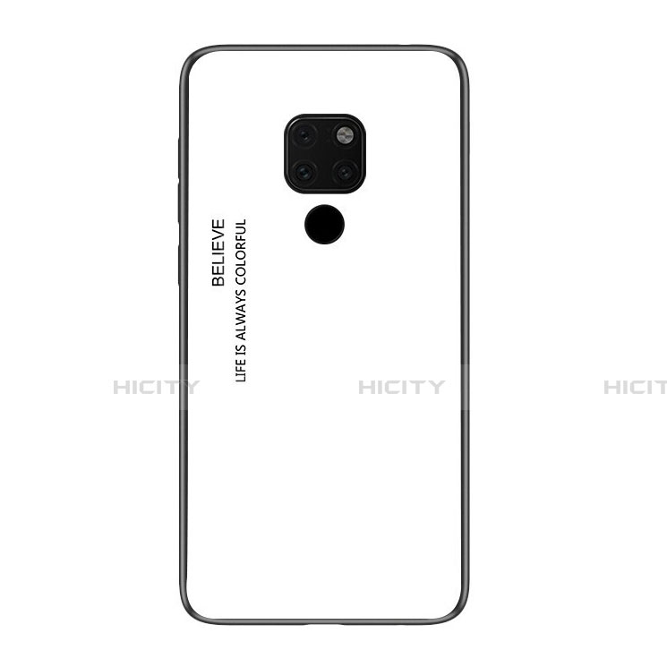 Coque Rebord Contour Silicone et Vitre Miroir Housse Etui Degrade Arc en Ciel H01 pour Huawei Mate 20 X 5G Blanc Plus