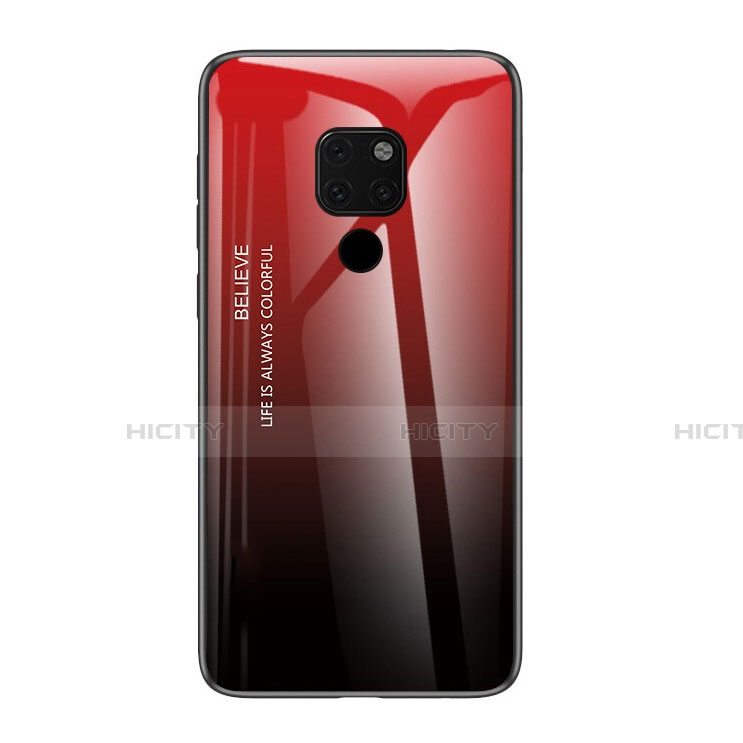 Coque Rebord Contour Silicone et Vitre Miroir Housse Etui Degrade Arc en Ciel H01 pour Huawei Mate 20 X 5G Rouge Plus