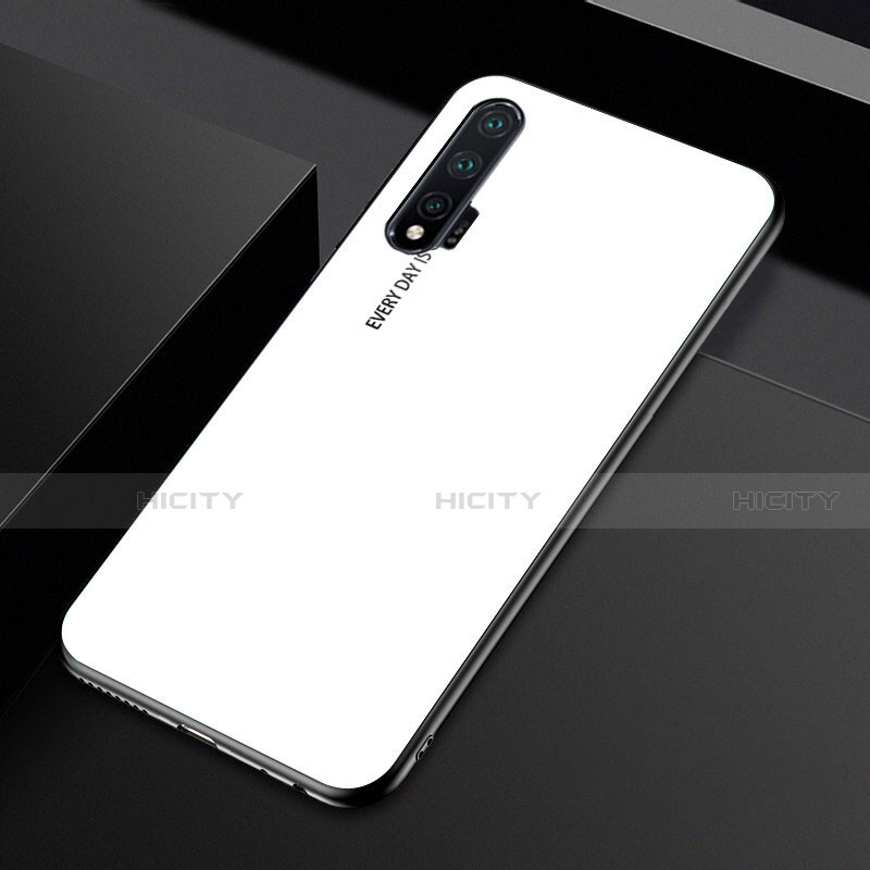 Coque Rebord Contour Silicone et Vitre Miroir Housse Etui Degrade Arc en Ciel H01 pour Huawei Nova 6 5G Blanc Plus