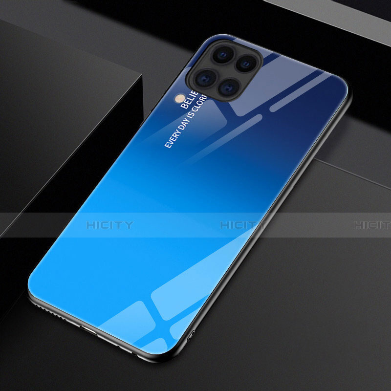 Coque Rebord Contour Silicone et Vitre Miroir Housse Etui Degrade Arc en Ciel H01 pour Huawei Nova 6 SE Bleu Plus
