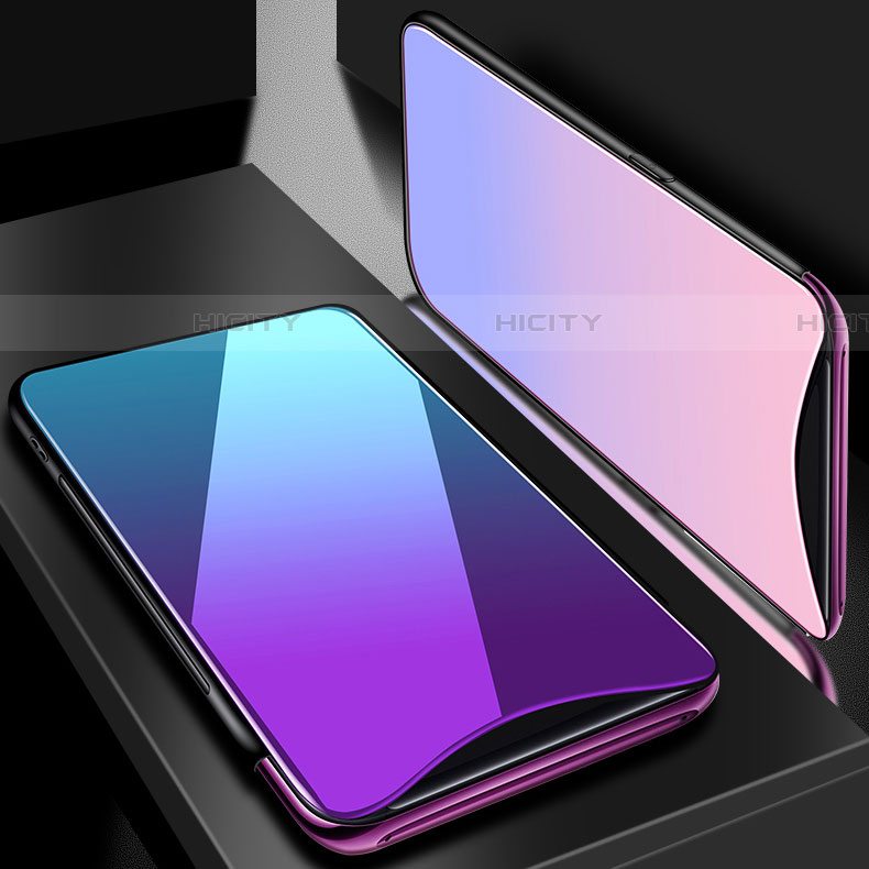 Coque Rebord Contour Silicone et Vitre Miroir Housse Etui Degrade Arc en Ciel H01 pour Oppo Find X Plus