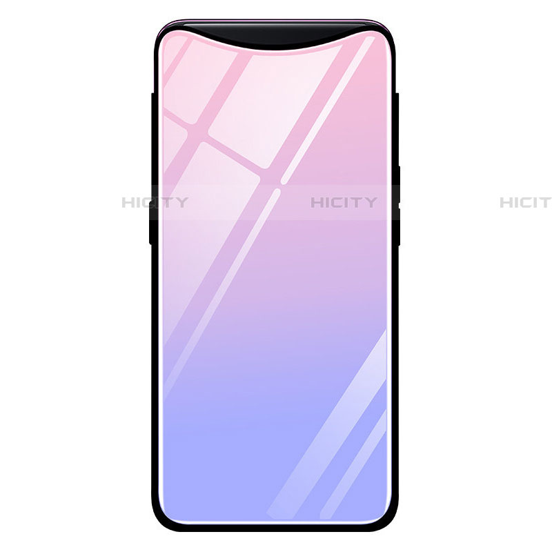 Coque Rebord Contour Silicone et Vitre Miroir Housse Etui Degrade Arc en Ciel H01 pour Oppo Find X Super Flash Edition Rose Plus