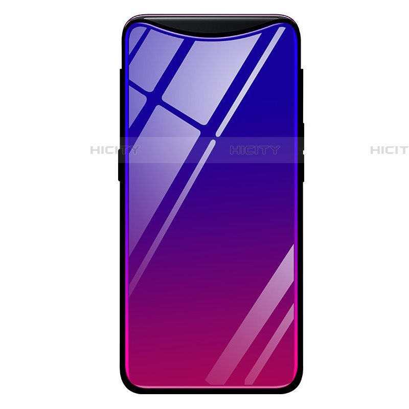 Coque Rebord Contour Silicone et Vitre Miroir Housse Etui Degrade Arc en Ciel H01 pour Oppo Find X Super Flash Edition Violet Plus