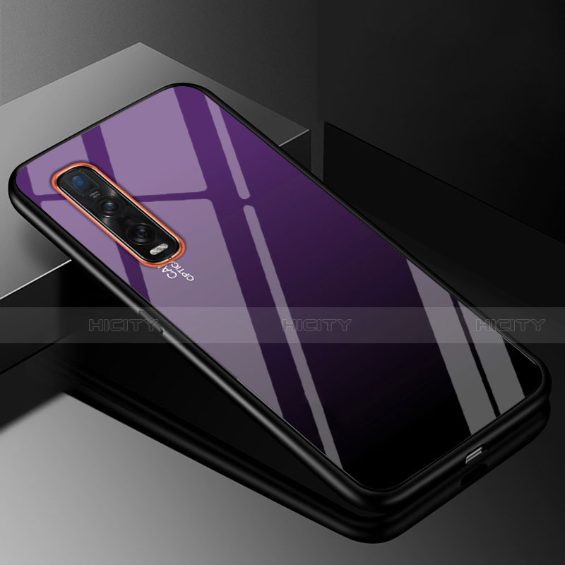 Coque Rebord Contour Silicone et Vitre Miroir Housse Etui Degrade Arc en Ciel H01 pour Oppo Find X2 Pro Plus