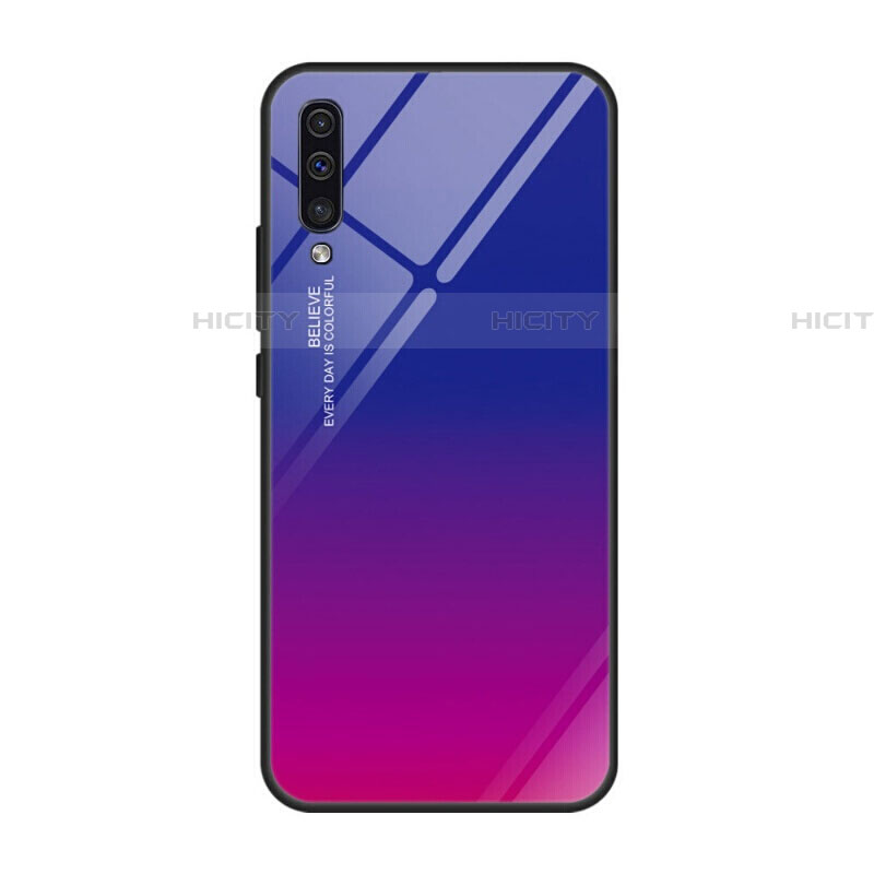 Coque Rebord Contour Silicone et Vitre Miroir Housse Etui Degrade Arc en Ciel H01 pour Samsung Galaxy A70 Plus