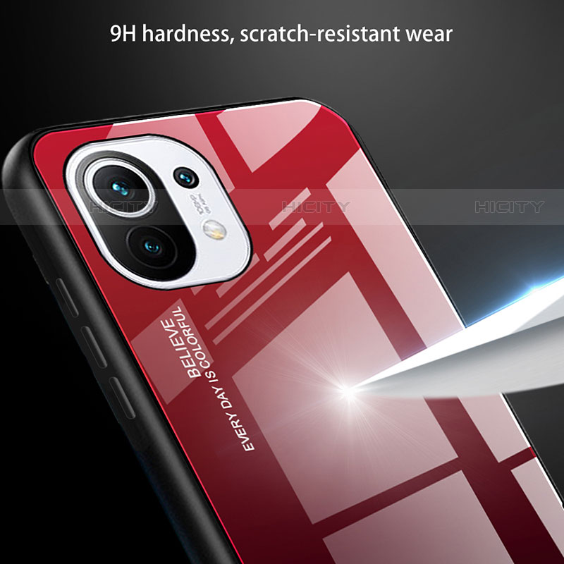 Coque Rebord Contour Silicone et Vitre Miroir Housse Etui Degrade Arc en Ciel H01 pour Xiaomi Mi 11 Lite 5G NE Plus