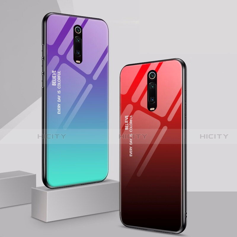 Coque Rebord Contour Silicone et Vitre Miroir Housse Etui Degrade Arc en Ciel H01 pour Xiaomi Mi 9T Plus