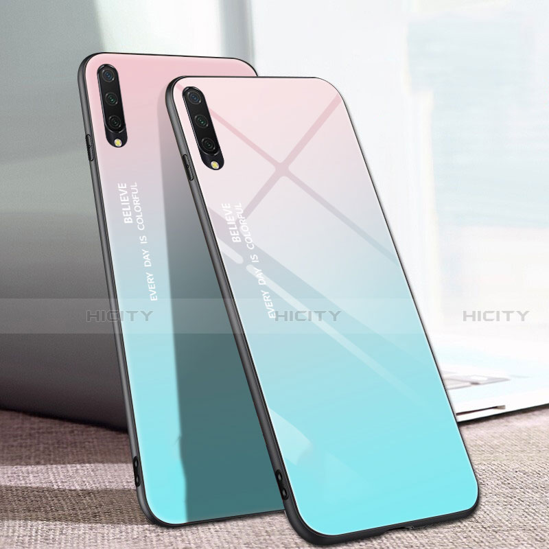 Coque Rebord Contour Silicone et Vitre Miroir Housse Etui Degrade Arc en Ciel H01 pour Xiaomi Mi A3 Plus