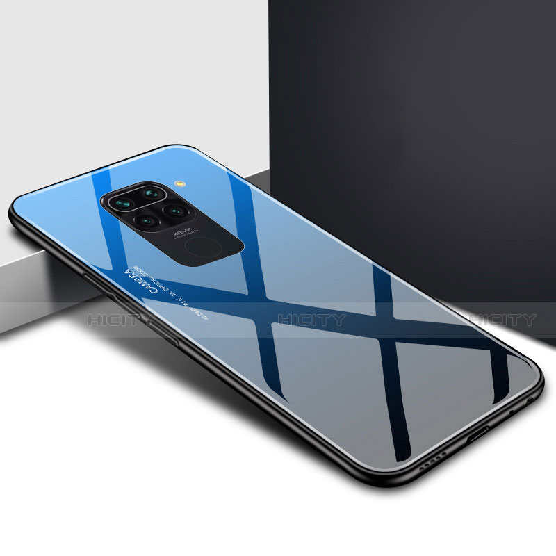 Coque Rebord Contour Silicone et Vitre Miroir Housse Etui Degrade Arc en Ciel H01 pour Xiaomi Redmi 10X 4G Bleu Plus