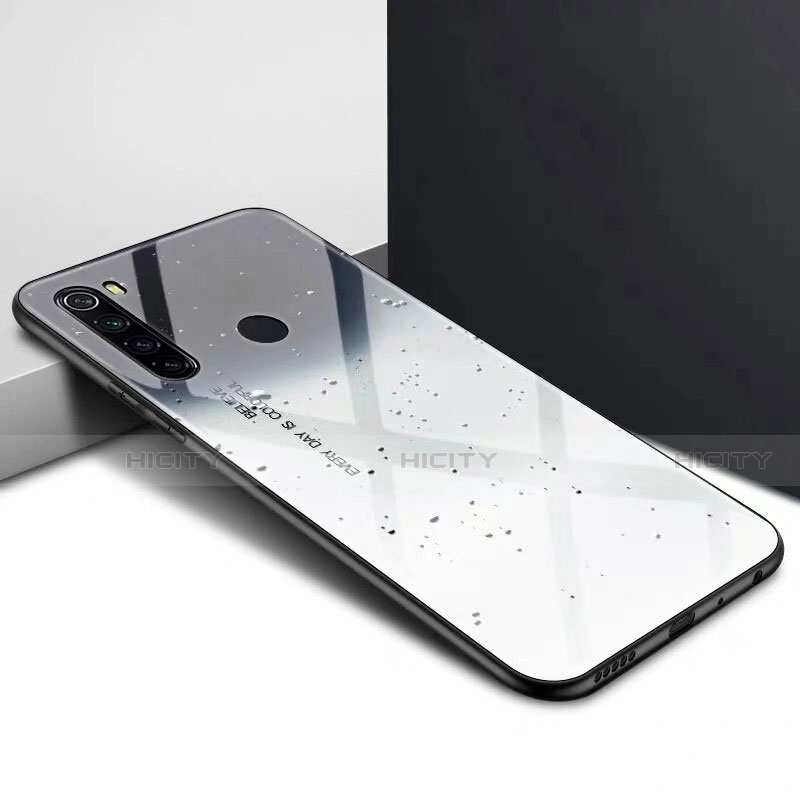 Coque Rebord Contour Silicone et Vitre Miroir Housse Etui Degrade Arc en Ciel H01 pour Xiaomi Redmi Note 8T Argent Plus