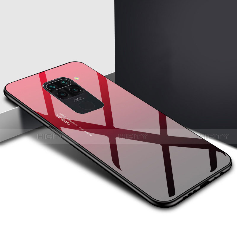 Coque Rebord Contour Silicone et Vitre Miroir Housse Etui Degrade Arc en Ciel H01 pour Xiaomi Redmi Note 9 Rouge Plus