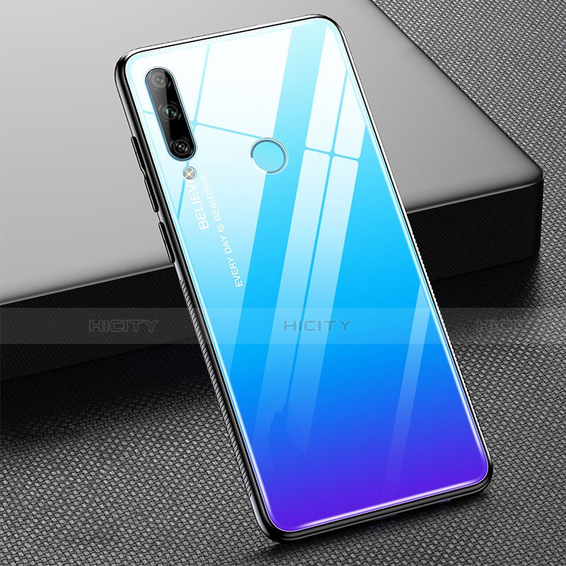 Coque Rebord Contour Silicone et Vitre Miroir Housse Etui Degrade Arc en Ciel H02 pour Huawei Honor 20i Bleu Ciel Plus