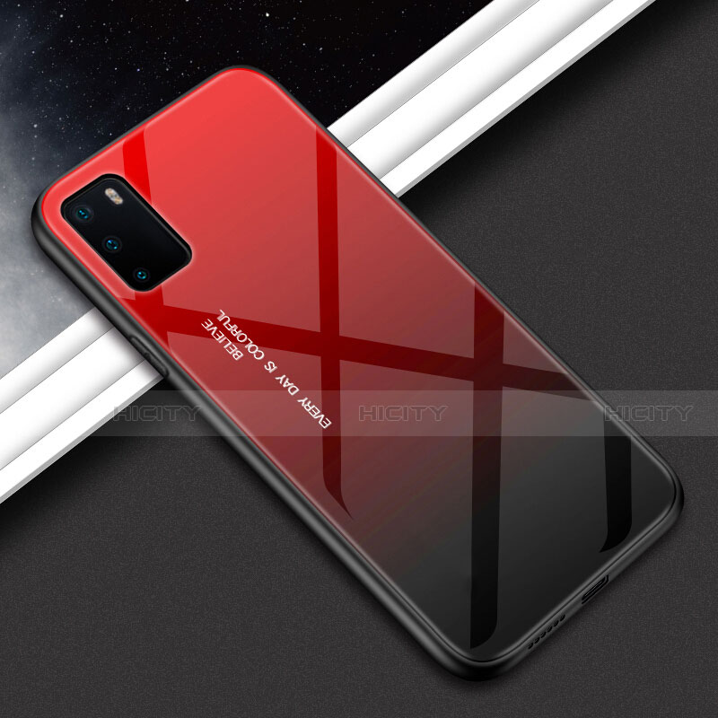 Coque Rebord Contour Silicone et Vitre Miroir Housse Etui Degrade Arc en Ciel H02 pour Huawei Honor V30 5G Plus