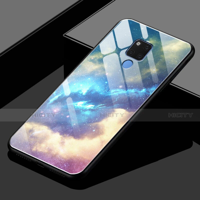 Coque Rebord Contour Silicone et Vitre Miroir Housse Etui Degrade Arc en Ciel H02 pour Huawei Mate 20 X 5G Plus