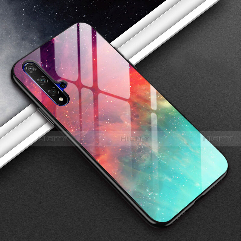 Coque Rebord Contour Silicone et Vitre Miroir Housse Etui Degrade Arc en Ciel H02 pour Huawei Nova 5 Plus