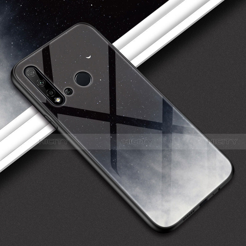 Coque Rebord Contour Silicone et Vitre Miroir Housse Etui Degrade Arc en Ciel H02 pour Huawei P20 Lite (2019) Gris Plus