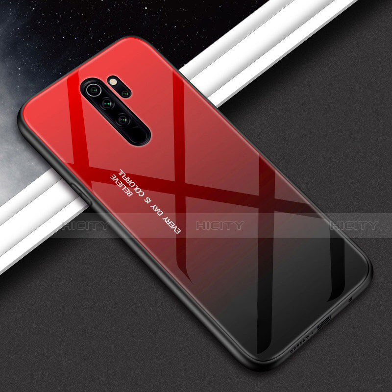 Coque Rebord Contour Silicone et Vitre Miroir Housse Etui Degrade Arc en Ciel H02 pour Xiaomi Redmi Note 8 Pro Plus