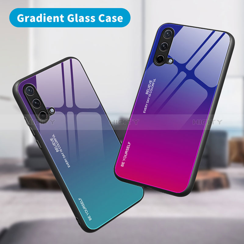 Coque Rebord Contour Silicone et Vitre Miroir Housse Etui Degrade Arc en Ciel JM1 pour OnePlus Nord CE 5G Plus