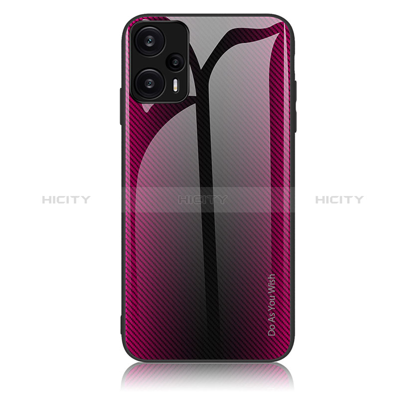 Coque Rebord Contour Silicone et Vitre Miroir Housse Etui Degrade Arc en Ciel JM1 pour Xiaomi Poco F5 5G Rose Rouge Plus