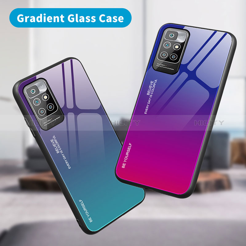 Coque Rebord Contour Silicone et Vitre Miroir Housse Etui Degrade Arc en Ciel JM1 pour Xiaomi Redmi 10 (2022) Plus