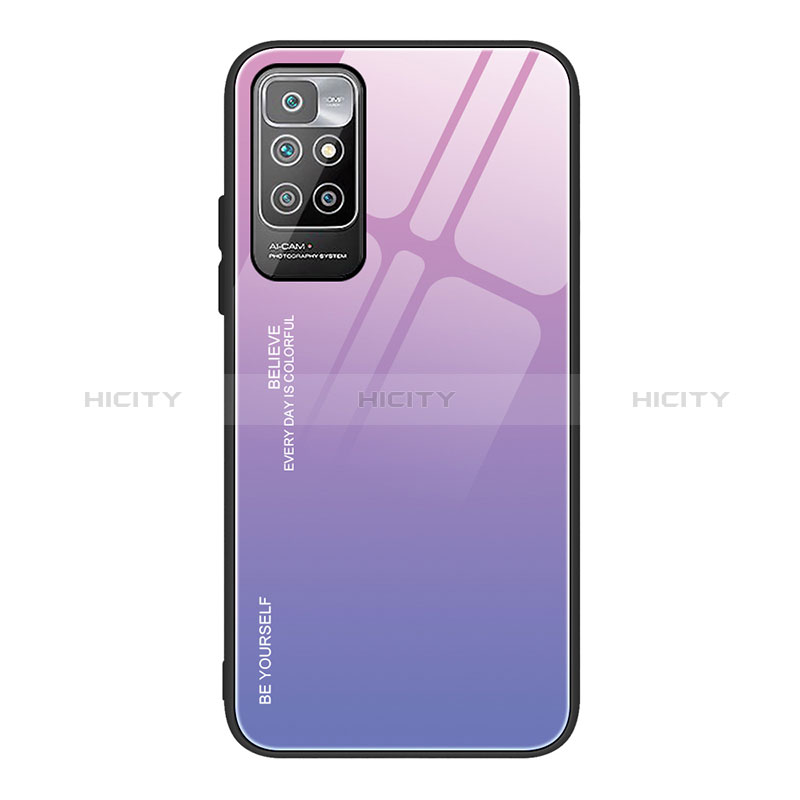 Coque Rebord Contour Silicone et Vitre Miroir Housse Etui Degrade Arc en Ciel JM1 pour Xiaomi Redmi 10 (2022) Violet Clair Plus