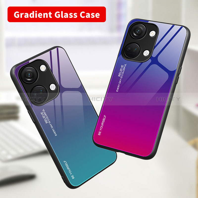 Coque Rebord Contour Silicone et Vitre Miroir Housse Etui Degrade Arc en Ciel JM2 pour OnePlus Nord 3 5G Plus