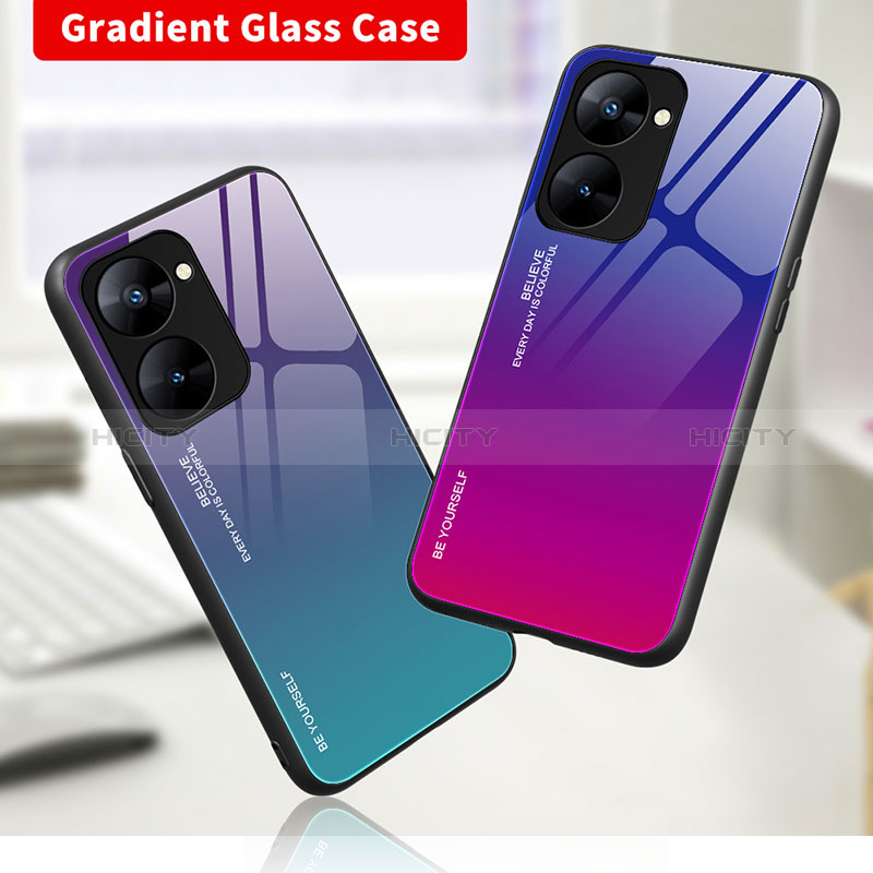 Coque Rebord Contour Silicone et Vitre Miroir Housse Etui Degrade Arc en Ciel JM2 pour Realme 10S 5G Plus