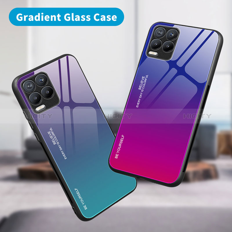 Coque Rebord Contour Silicone et Vitre Miroir Housse Etui Degrade Arc en Ciel JM2 pour Realme 8 4G Plus