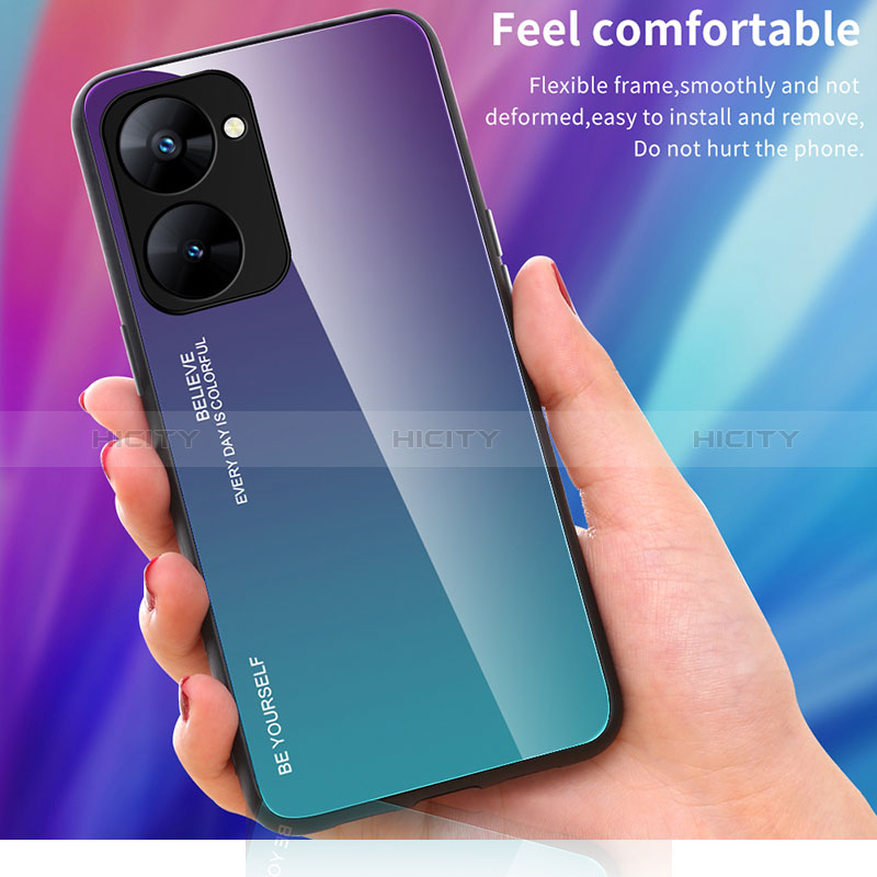 Coque Rebord Contour Silicone et Vitre Miroir Housse Etui Degrade Arc en Ciel JM2 pour Realme V30 5G Plus