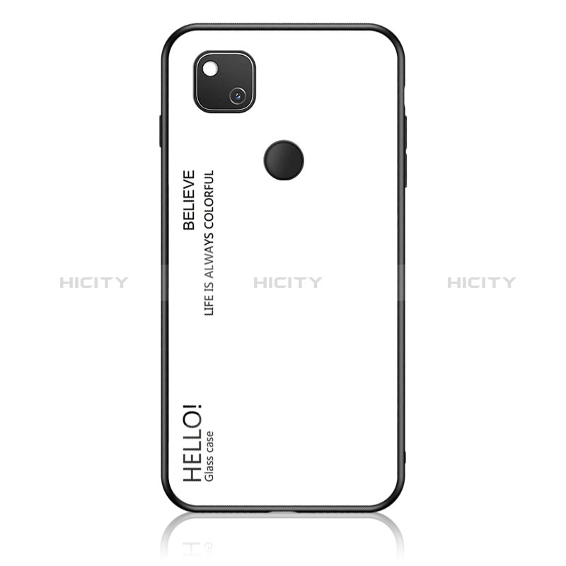 Coque Rebord Contour Silicone et Vitre Miroir Housse Etui Degrade Arc en Ciel LS1 pour Google Pixel 4a Blanc Plus