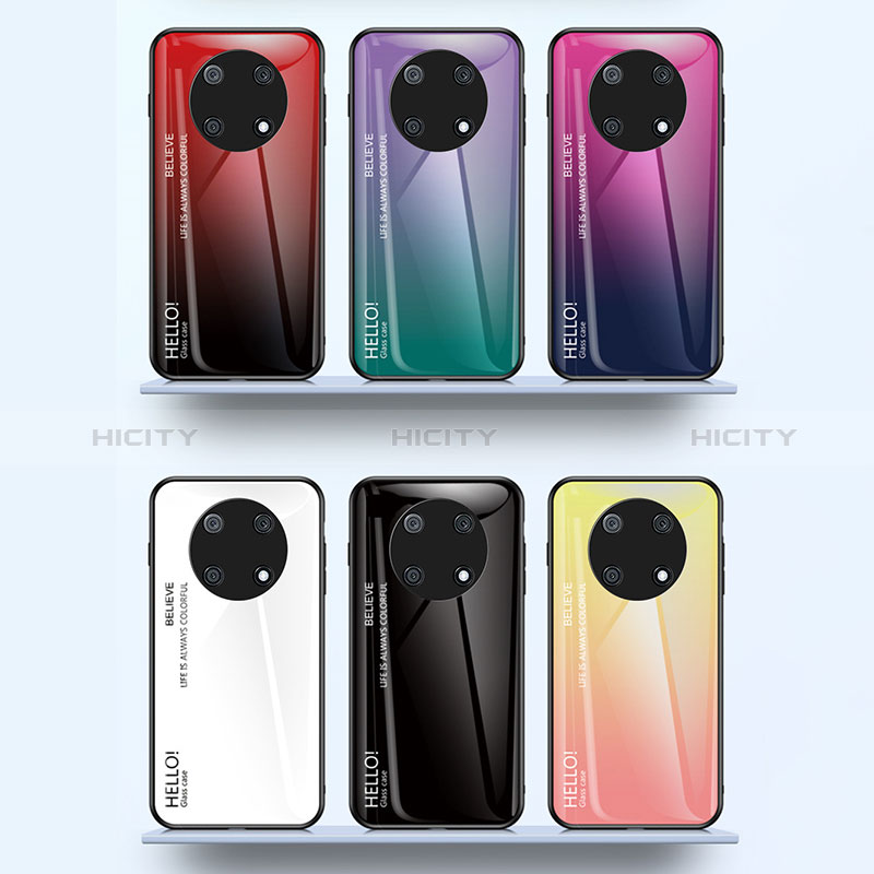 Coque Rebord Contour Silicone et Vitre Miroir Housse Etui Degrade Arc en Ciel LS1 pour Huawei Enjoy 50 Pro Plus