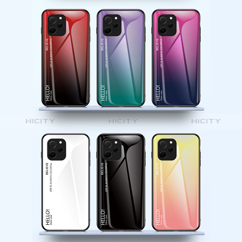 Coque Rebord Contour Silicone et Vitre Miroir Housse Etui Degrade Arc en Ciel LS1 pour Huawei Enjoy 50z Plus